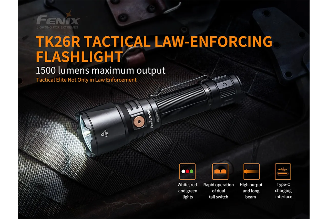 Fenix TK26R 1500 Lumen Rechargeable Flashlight 1 x 18650 Battery LUMINUS SST40 LED