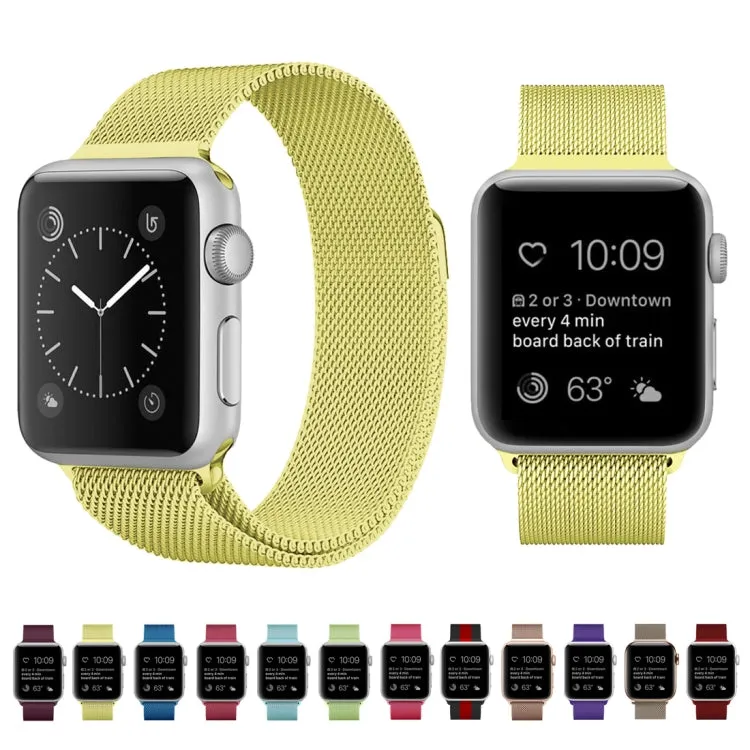 For Apple Watch Series 9&8&7 41mm / 6 & SE & 5 & 4 40mm / 3 & 2 & 1 38mm Milanese Loop Magnetic Stainless Steel Watch Band(Bright Pink)