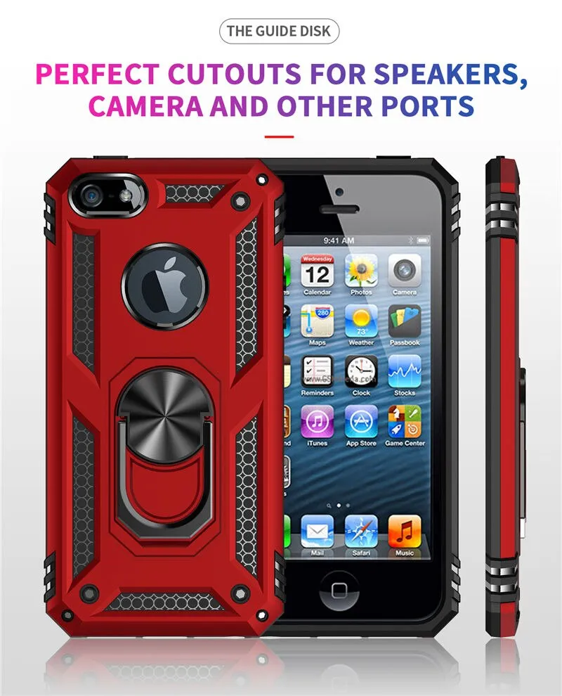 For iPhone 5 Case Hard PC   Soft TPU Shockproof Back Cover For iPhone 5s Cover Stand Ring Case For iPhone 5 5s SE Phone Case