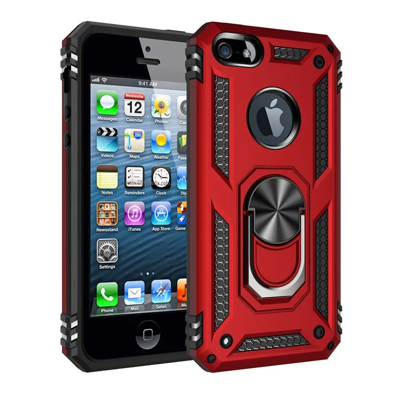 For iPhone 5 Case Hard PC   Soft TPU Shockproof Back Cover For iPhone 5s Cover Stand Ring Case For iPhone 5 5s SE Phone Case