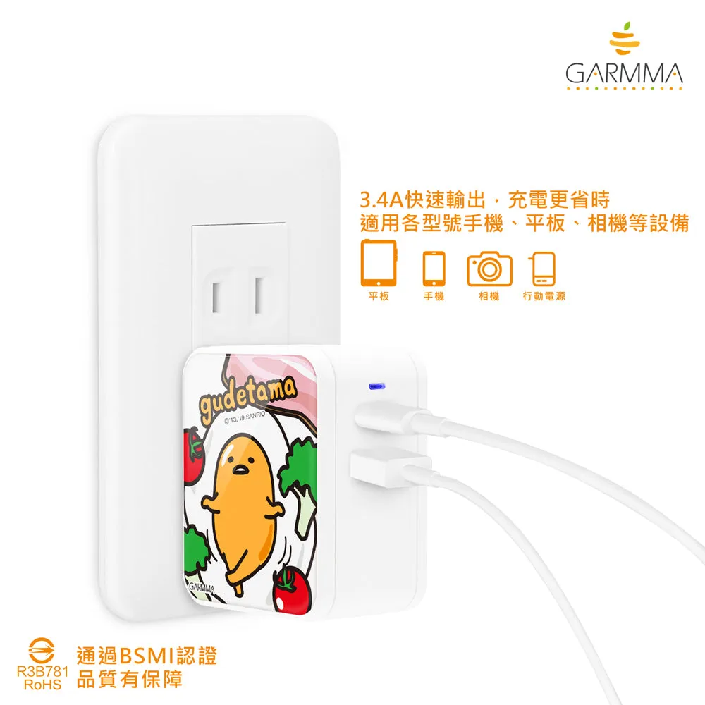 GARMMA Sanrio Characters Type-C USB 3.4A Quick Charge Foldable Travel Charger