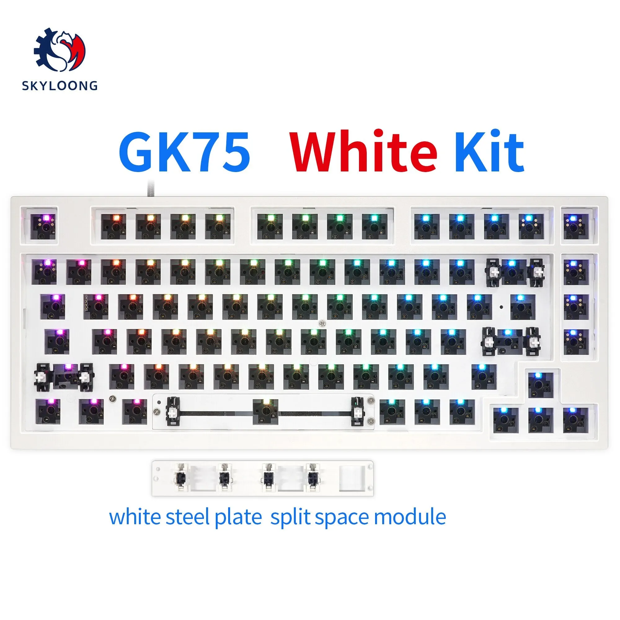 GK75 Gasket hot swappable 75% Custom Mechanical Keyboard Kit bluetooth wireless support split spacebar rgb switch leds type c software programmable