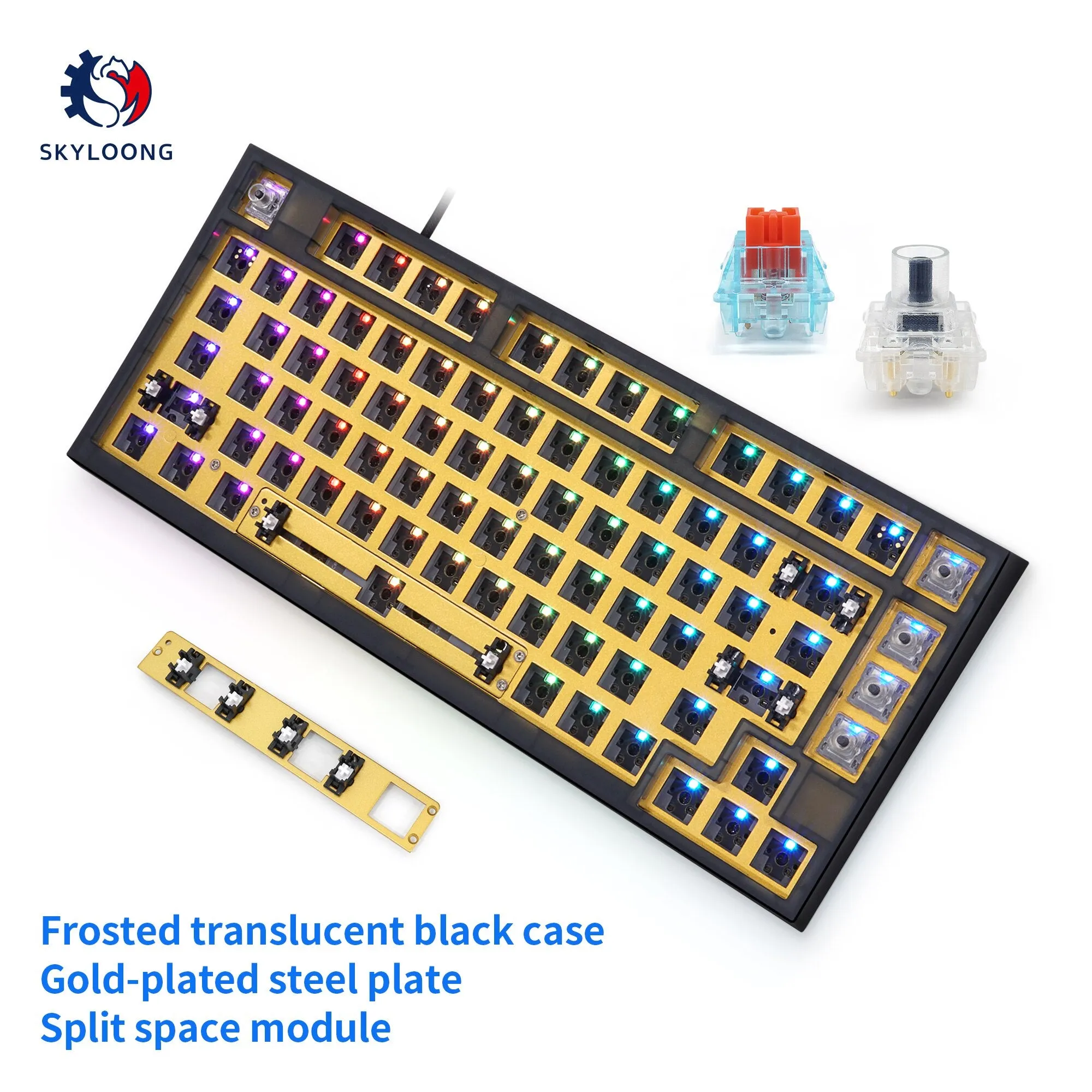 GK75 Gasket hot swappable 75% Custom Mechanical Keyboard Kit bluetooth wireless support split spacebar rgb switch leds type c software programmable