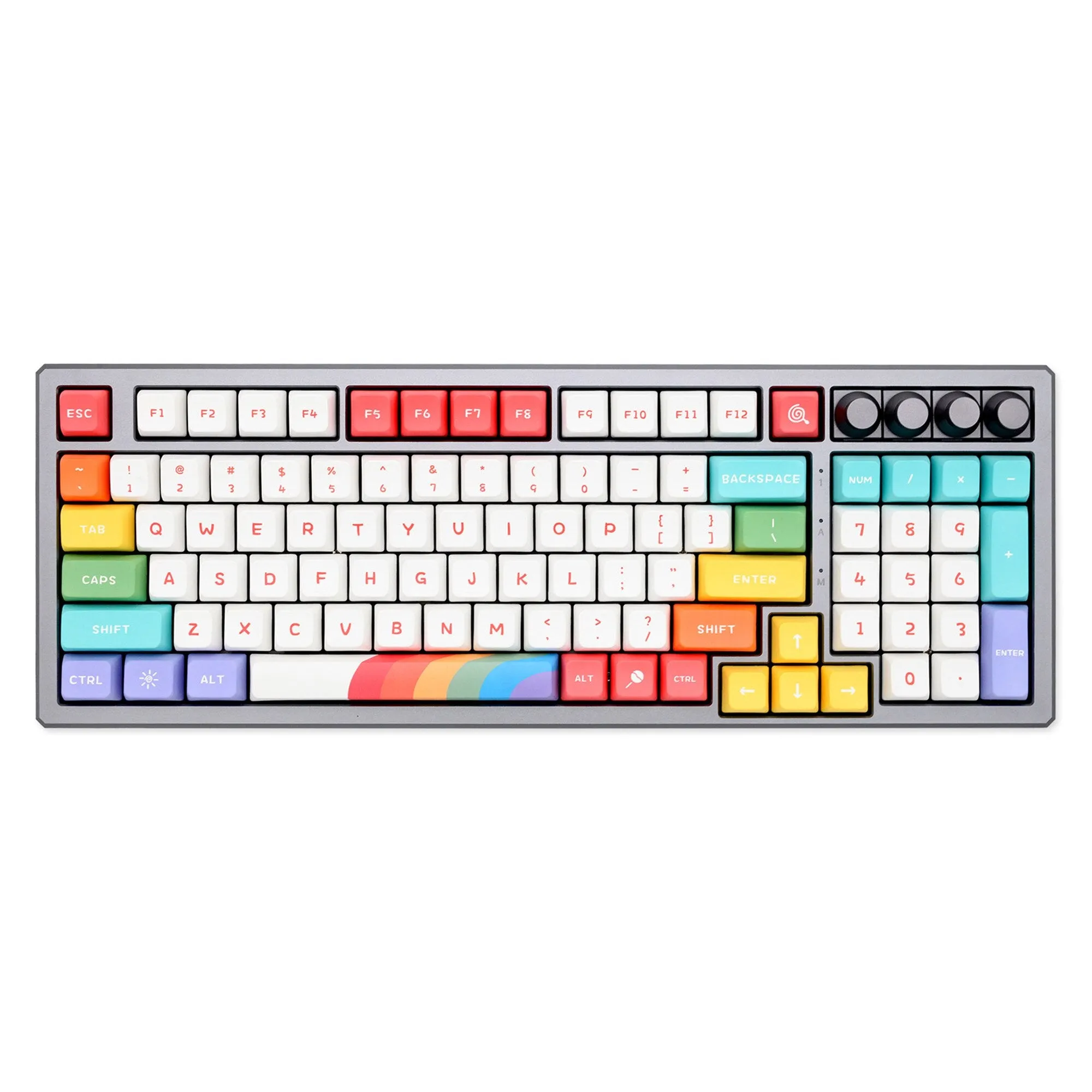 GKs Rainbow Keycap Dye Subbed Keycap Set MDA Profile Thick PBT for mechanical keyboard 60 87 tkl 104 ansi bm60 bm65 bm68 cstc75