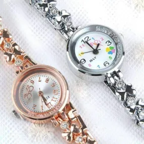 Gold Bows Floating Crystal Bezel Ladies Watch