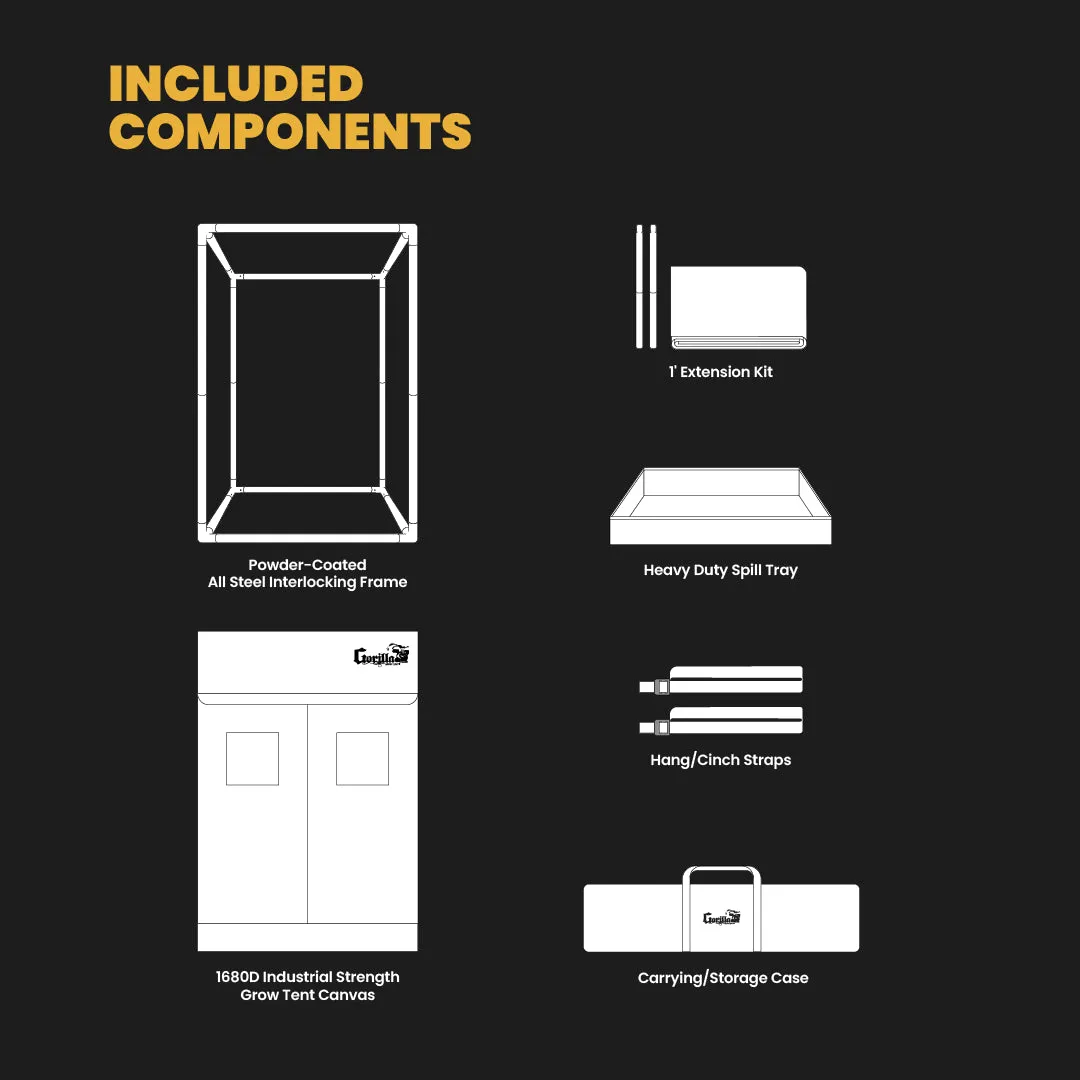 Gorilla Grow Tent 2x4 Pro with High CFM Kit and 2' Extension Kit