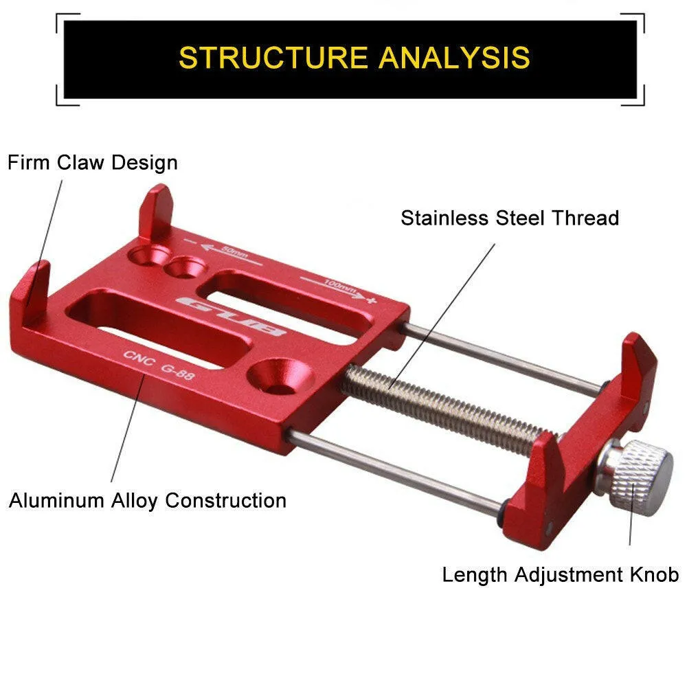 GUB Universal Bike Handlebar Holder Mount Aluminum Phone Holder Stand for 3.5-6.2 Inch Phone GPS Action Camera
