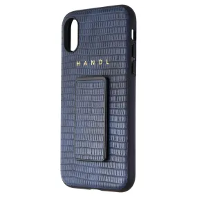 HANDL Inlay Case with Clip for Apple iPhone Xs / iPhone X - Navy Croc (Blue)