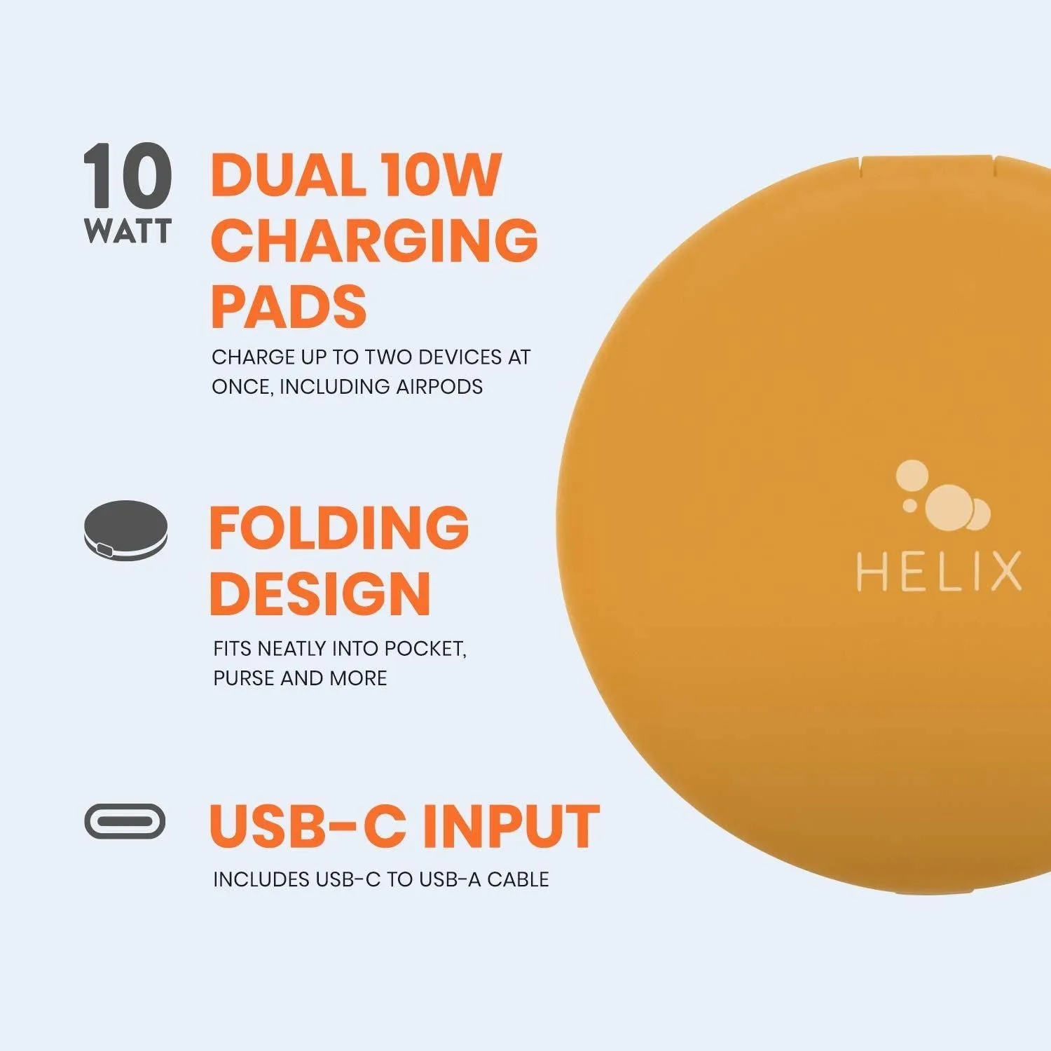 Helix 10W Qi Juice Dual Wireless Charger Orange - ETHQI2OR