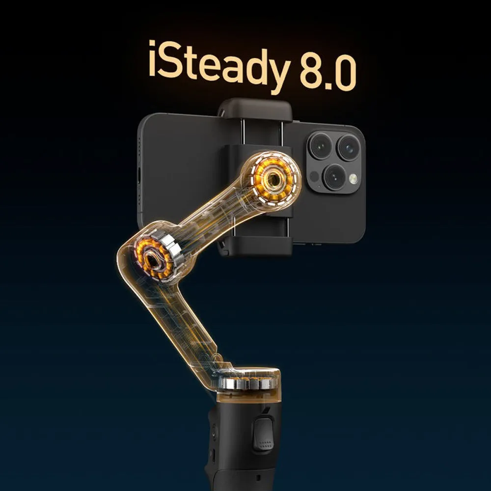 Hohem iSteady X3 Series 3-Axis Travel Smartphone Gimbal Stabilizer with Foldable & Portable Design, Remote Control, Built-In/Detachable Tripod & Magnetic Fill Light, 20.5cm Extendable Pole (XE Version Only) for Vlogging