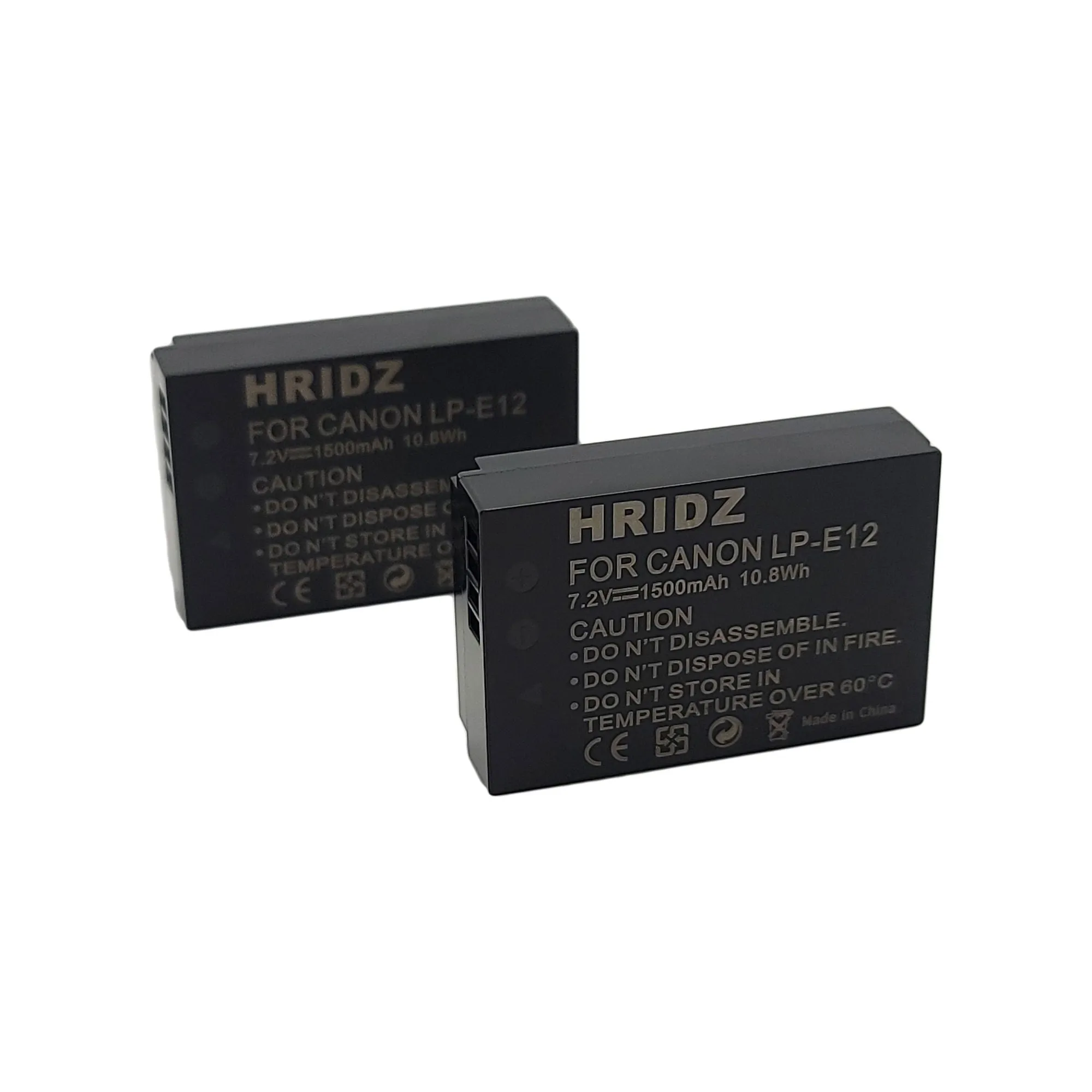 Hridz 2-Pack LP-E12 Battery Combo Pack for Canon EOS M M2 M10 M50 M100 M200 SL1 SX70 HS