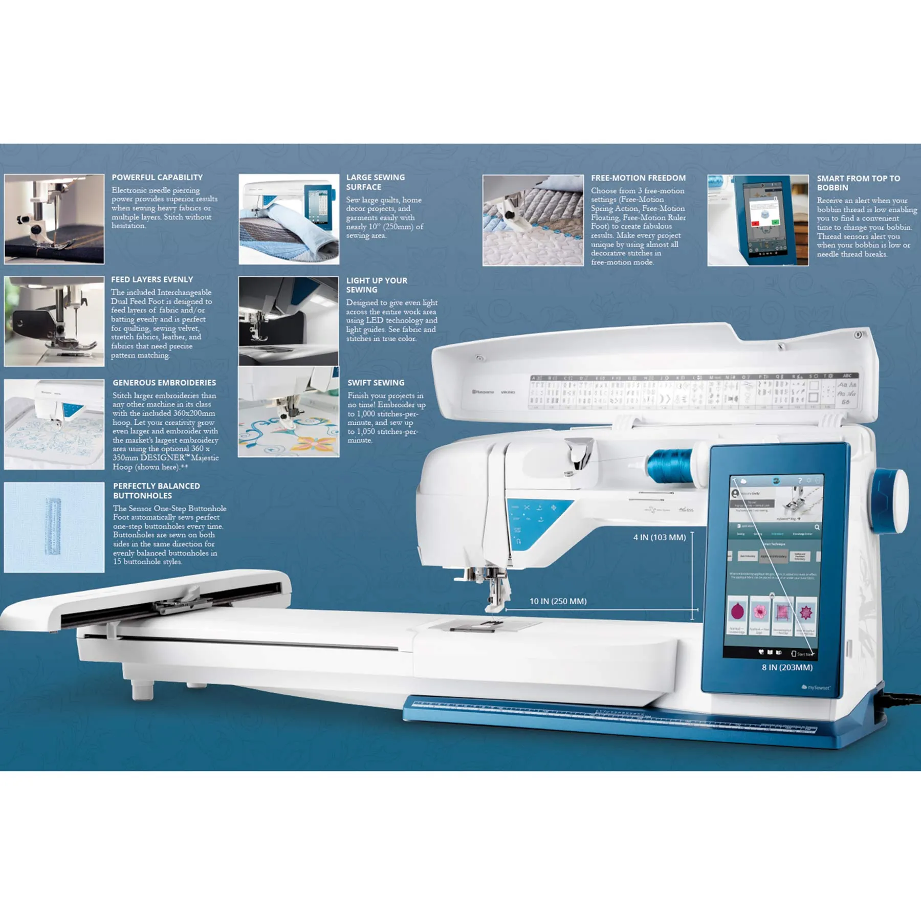 HUSQVARNA® VIKING® DESIGNER SAPPHIRE™ 85 Sewing & Embroidery Machine