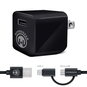 HyperGear 2.4A Wall Charger w/Hybrid USB-C Cable 4ft