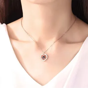 I Love You Heart Round Projection Necklace for Women Girls