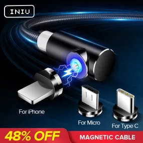 INIU 2m Magnetic Cable Micro USB Type C Adapter Charger Fast Charging For iPhone XS Max Samsung Charge Magnet Android Phone Cord