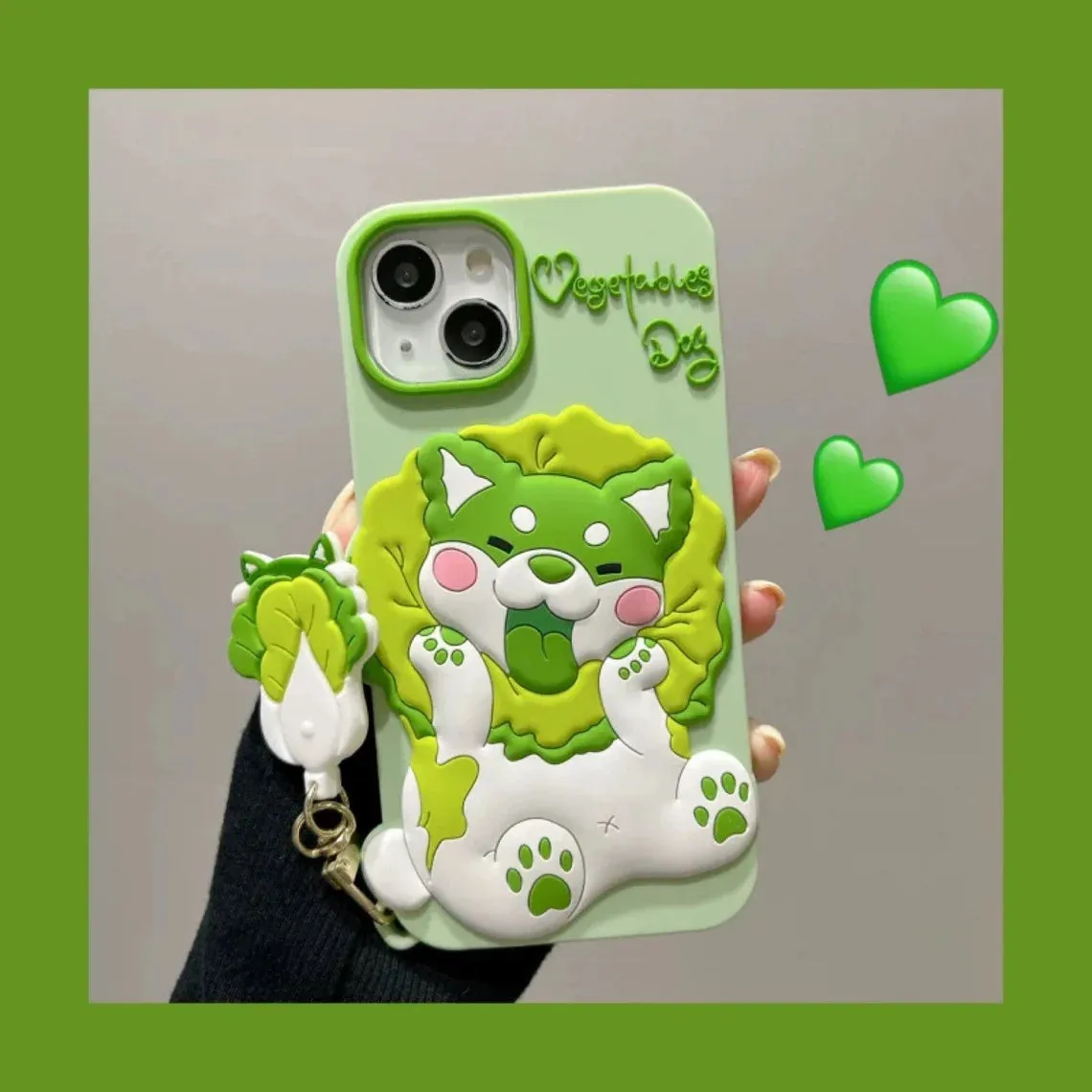 Japanese Cartoon Anime Vegetables Dog Green Soft iPhone Case XS XR X 11 12 13 14 Pro Promax