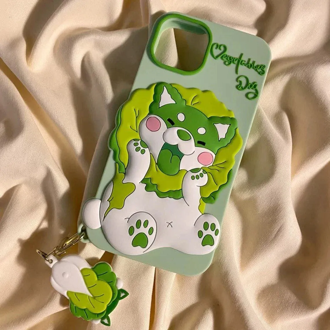 Japanese Cartoon Anime Vegetables Dog Green Soft iPhone Case XS XR X 11 12 13 14 Pro Promax