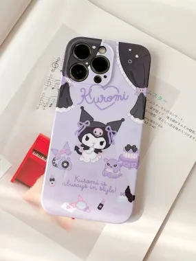 Japanese Cartoon Kuromi in Bedroom iPhone Case 11 12 13 14 Pro Promax