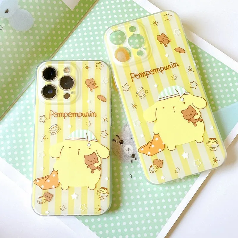 Japanese Cartoon Pompompurin Pajamas Yellow iPhone Case 12 13 14 15 Pro Promax