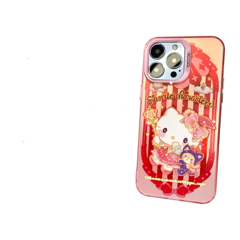 Japanese Cartoon Sanrio Magic School | Hello Kitty Witch Laser Colour Clear - iPhone Case 11 12 13 14 15 16 Pro Promax