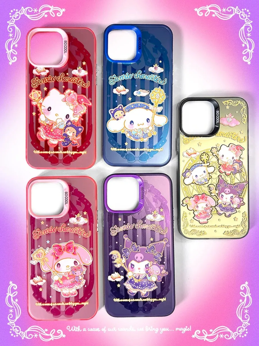 Japanese Cartoon Sanrio Magic School | Hello Kitty Witch Laser Colour Clear - iPhone Case 11 12 13 14 15 16 Pro Promax