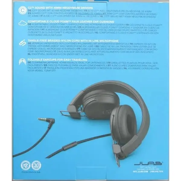 JLab Studio On-Ear Wired Headphones Black