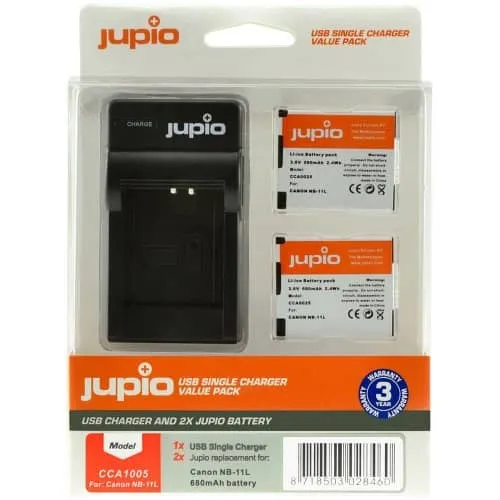 Jupio 2x NB-11L Battery Kit (700mAh) Includes USB Single Charger