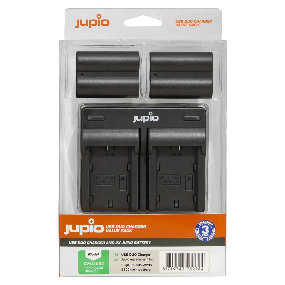 Jupio Kit: 2 x Fuji NP-W235 2300mAh Batteries   USB Duo Charger