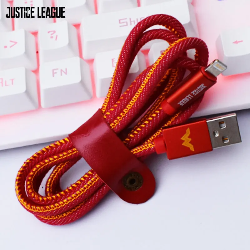 Justice League Nylon Braided 1M 2.4A Fast Charging Apple Lightning / Type-C / Micro USB Cable