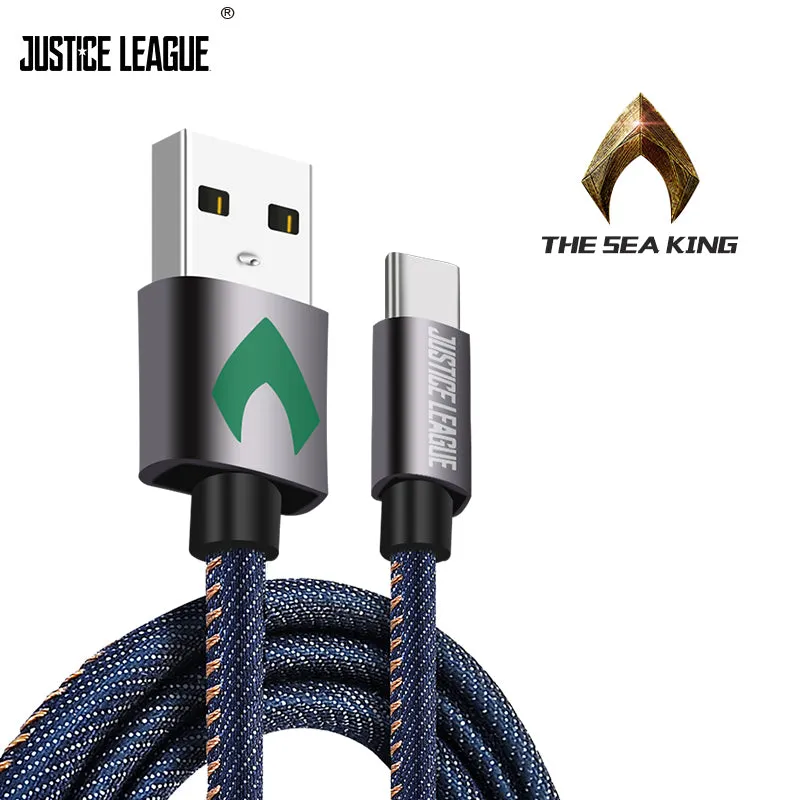 Justice League Nylon Braided 1M 2.4A Fast Charging Apple Lightning / Type-C / Micro USB Cable