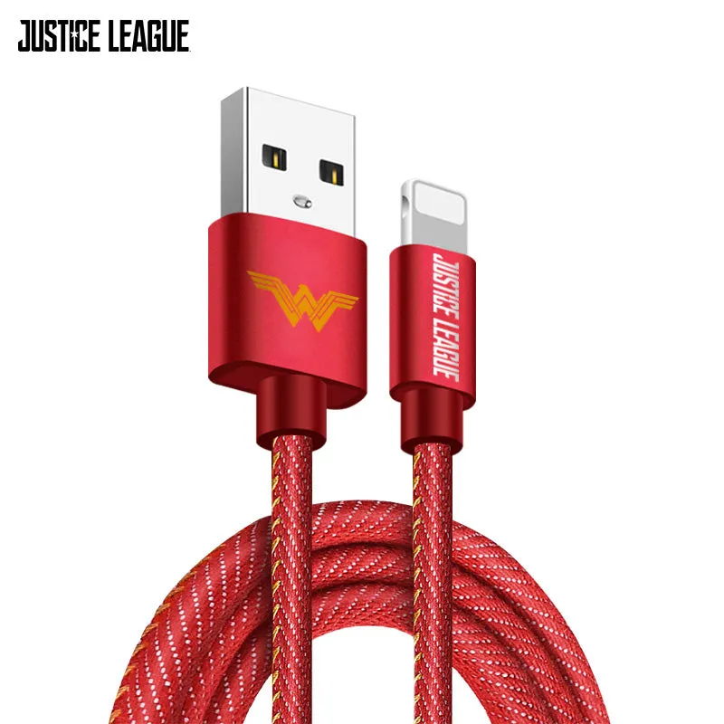 Justice League Nylon Braided 1M 2.4A Fast Charging Apple Lightning / Type-C / Micro USB Cable