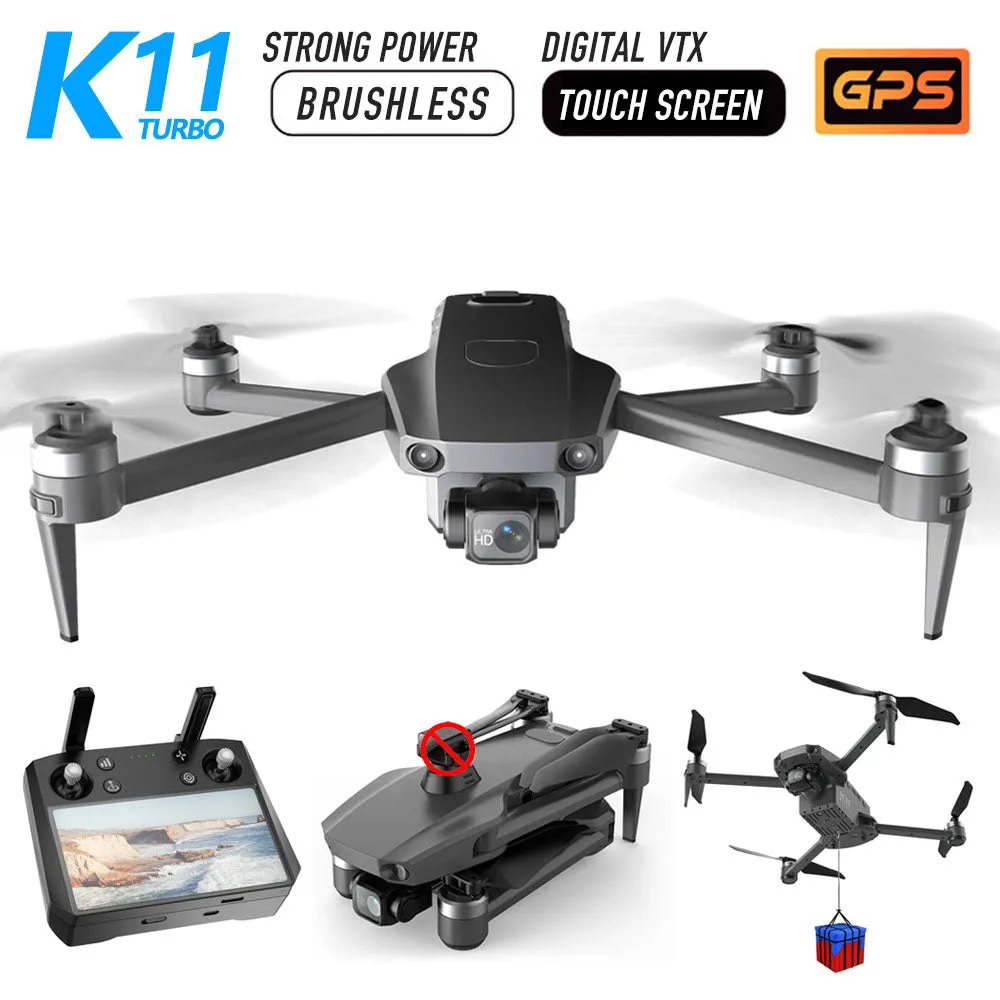 K11 Turbo 8K Drone 3-Axis Gimbal GPS 5G WiFi Brushless 6KM FPV RC Quadcopter Upgraded Remote Control with Touch Screen