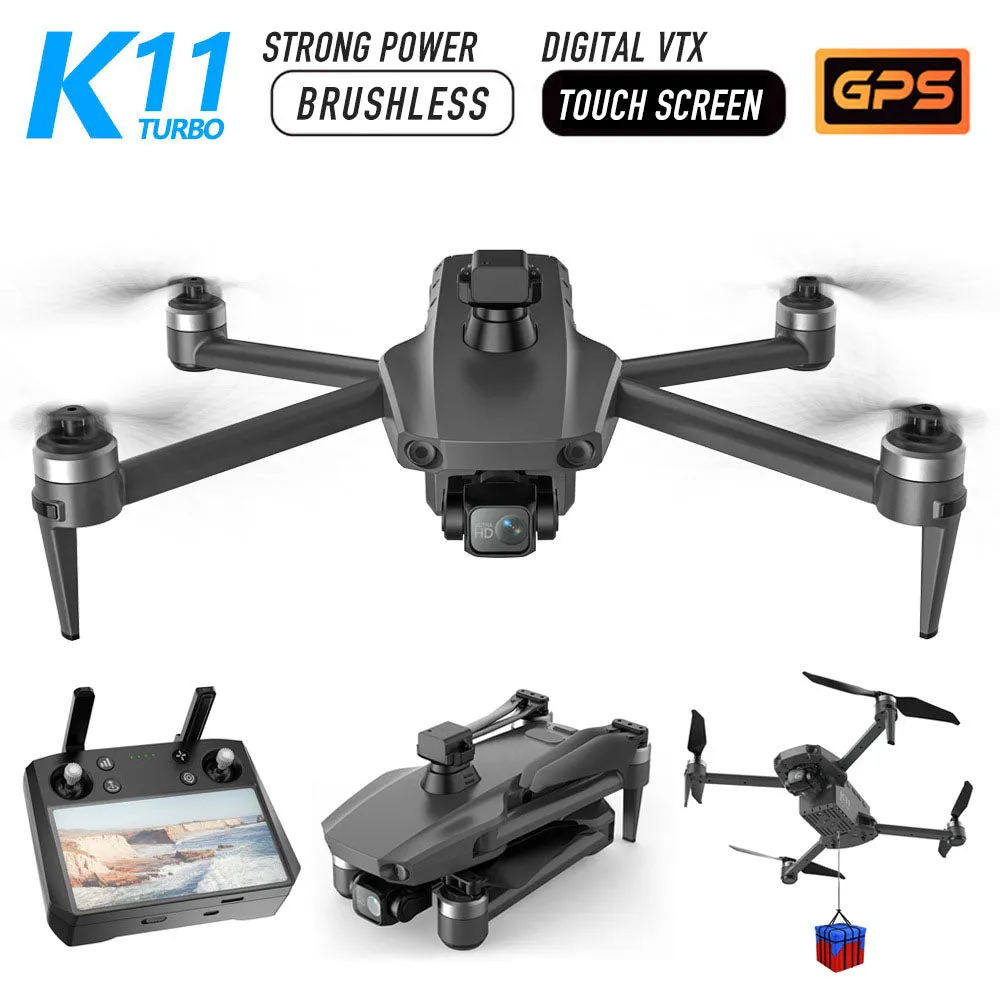 K11 Turbo 8K Drone 3-Axis Gimbal GPS 5G WiFi Brushless 6KM FPV RC Quadcopter Upgraded Remote Control with Touch Screen