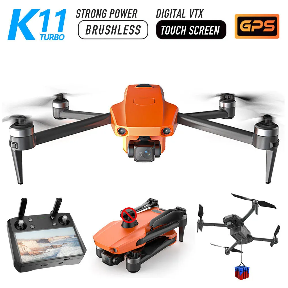 K11 Turbo 8K Drone 3-Axis Gimbal GPS 5G WiFi Brushless 6KM FPV RC Quadcopter Upgraded Remote Control with Touch Screen