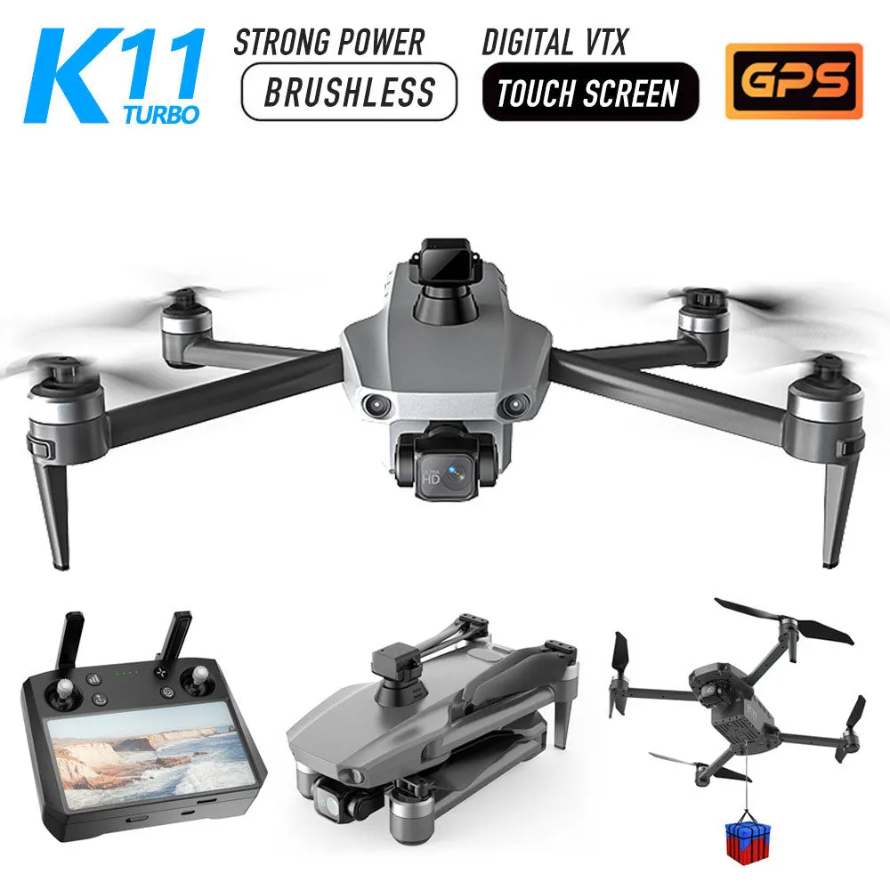 K11 Turbo 8K Drone 3-Axis Gimbal GPS 5G WiFi Brushless 6KM FPV RC Quadcopter Upgraded Remote Control with Touch Screen