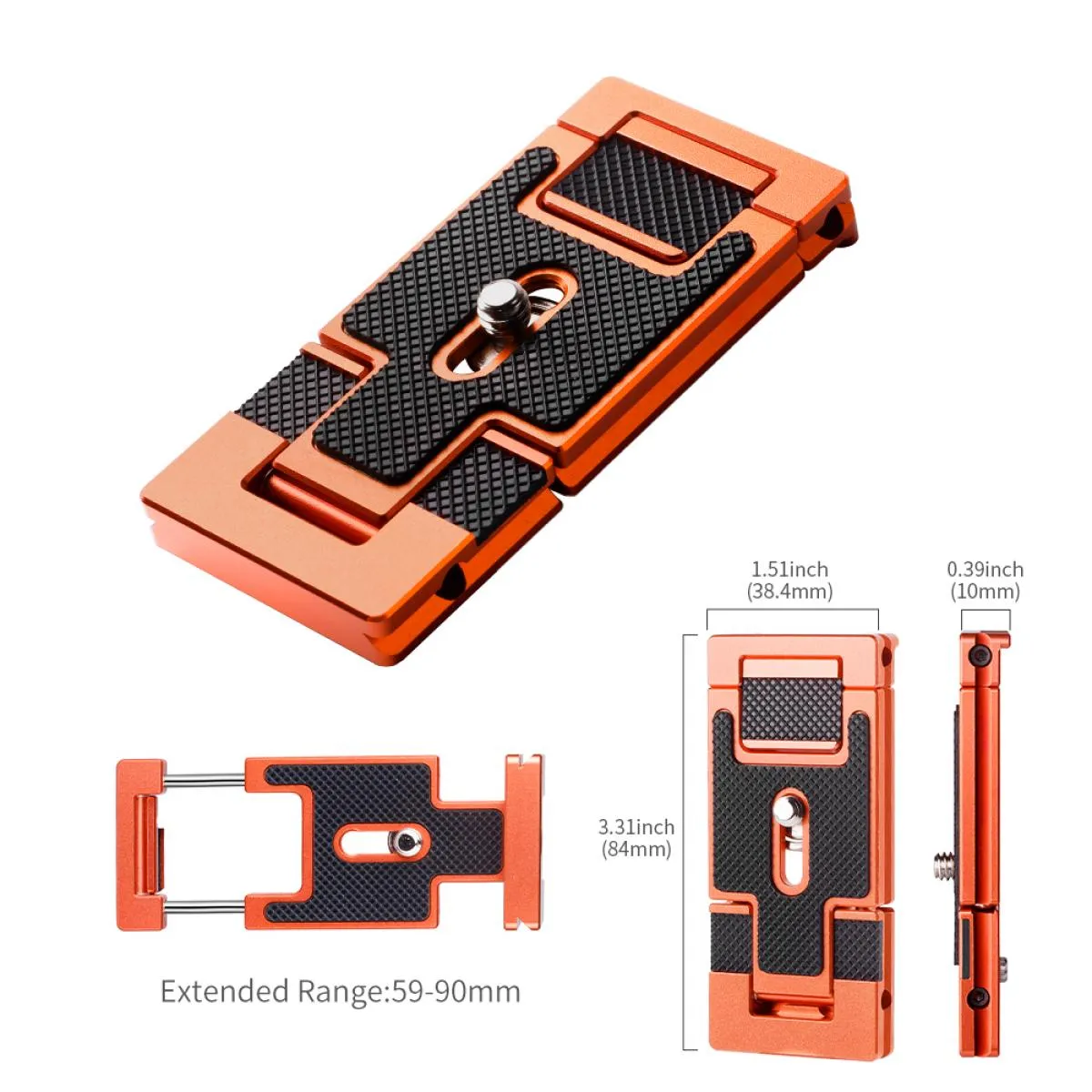 K&F Concept CA01 Aluminum Multi Quick Release Plate 2 in 1 Professional Camera Quick Release Plate for Tripod Camera Mobile Phone (Orange)