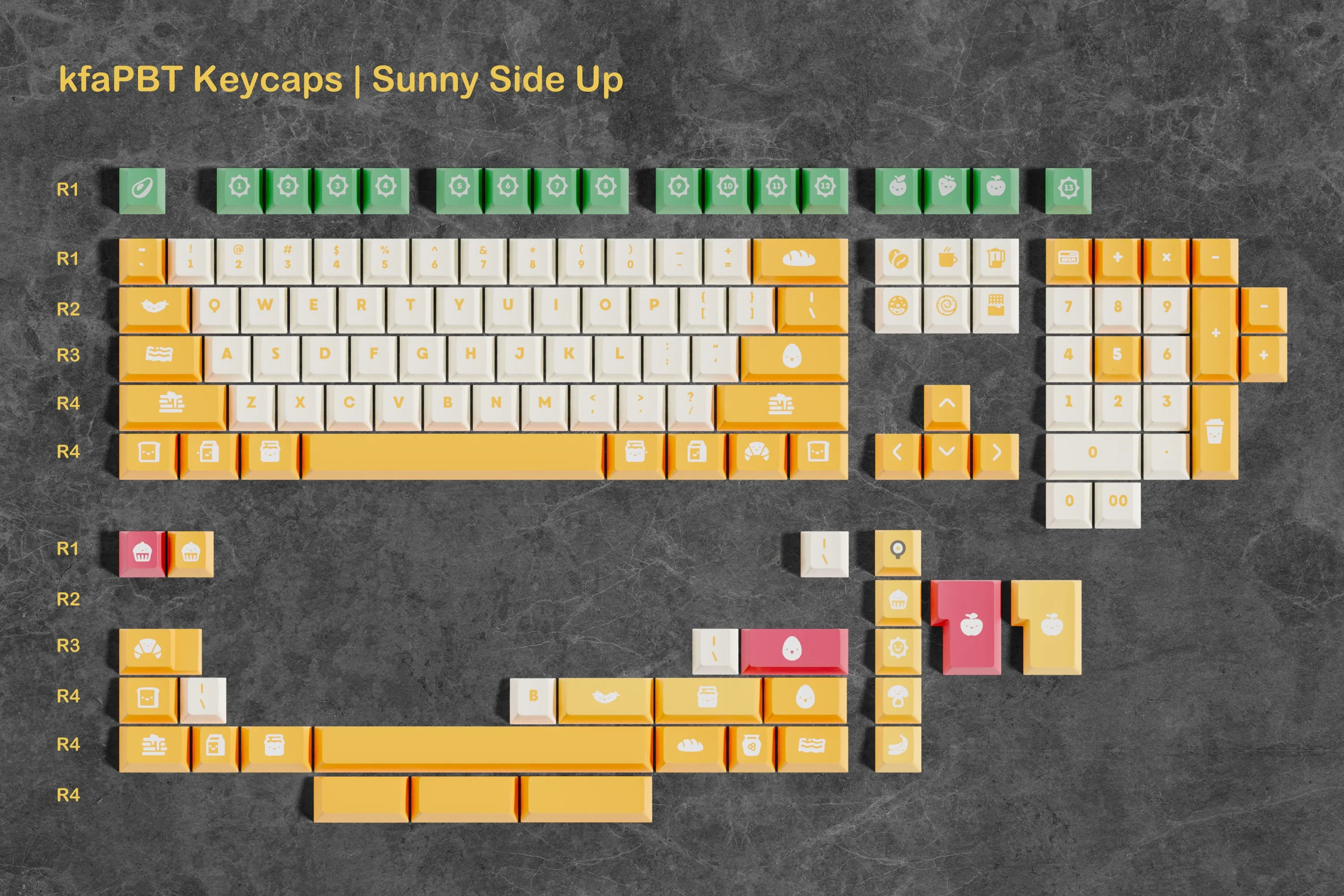 kfaPBT Sunny Side Up Keycaps