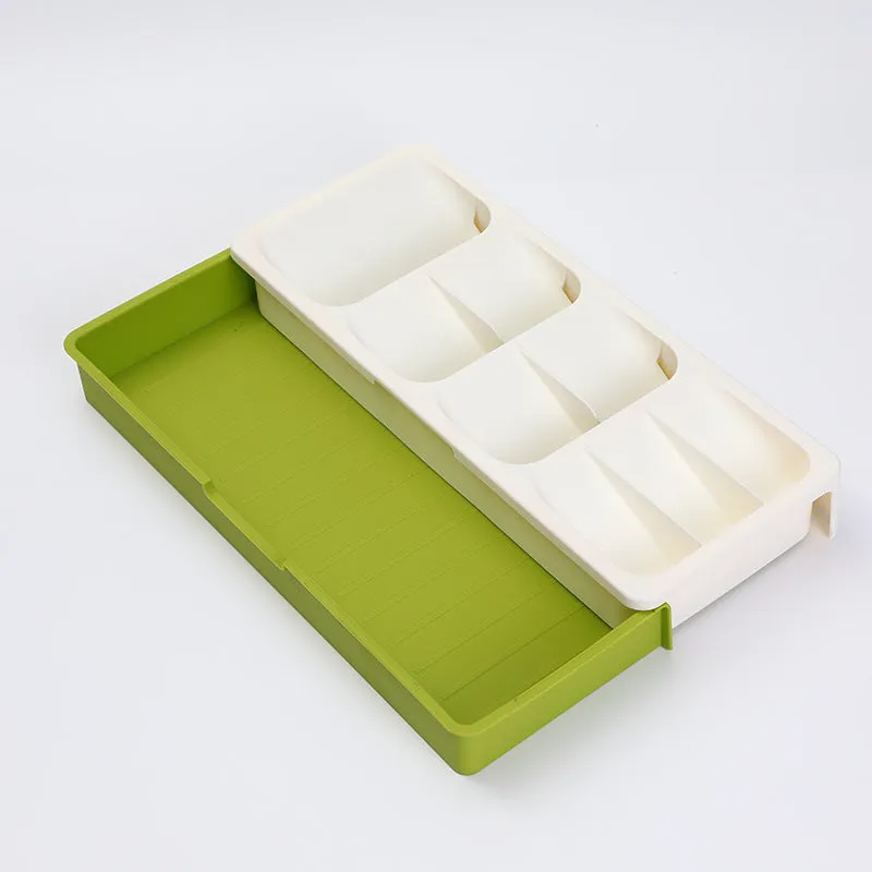 Kitchen Cutlery Storage Box Plastic Tray Utensils Drawer Organizer