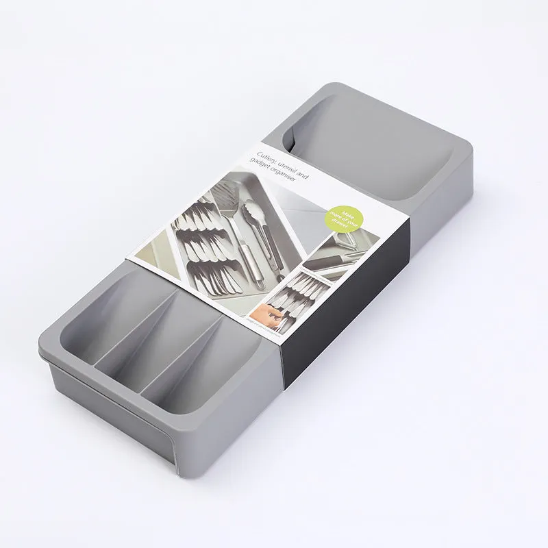 Kitchen Cutlery Storage Box Plastic Tray Utensils Drawer Organizer