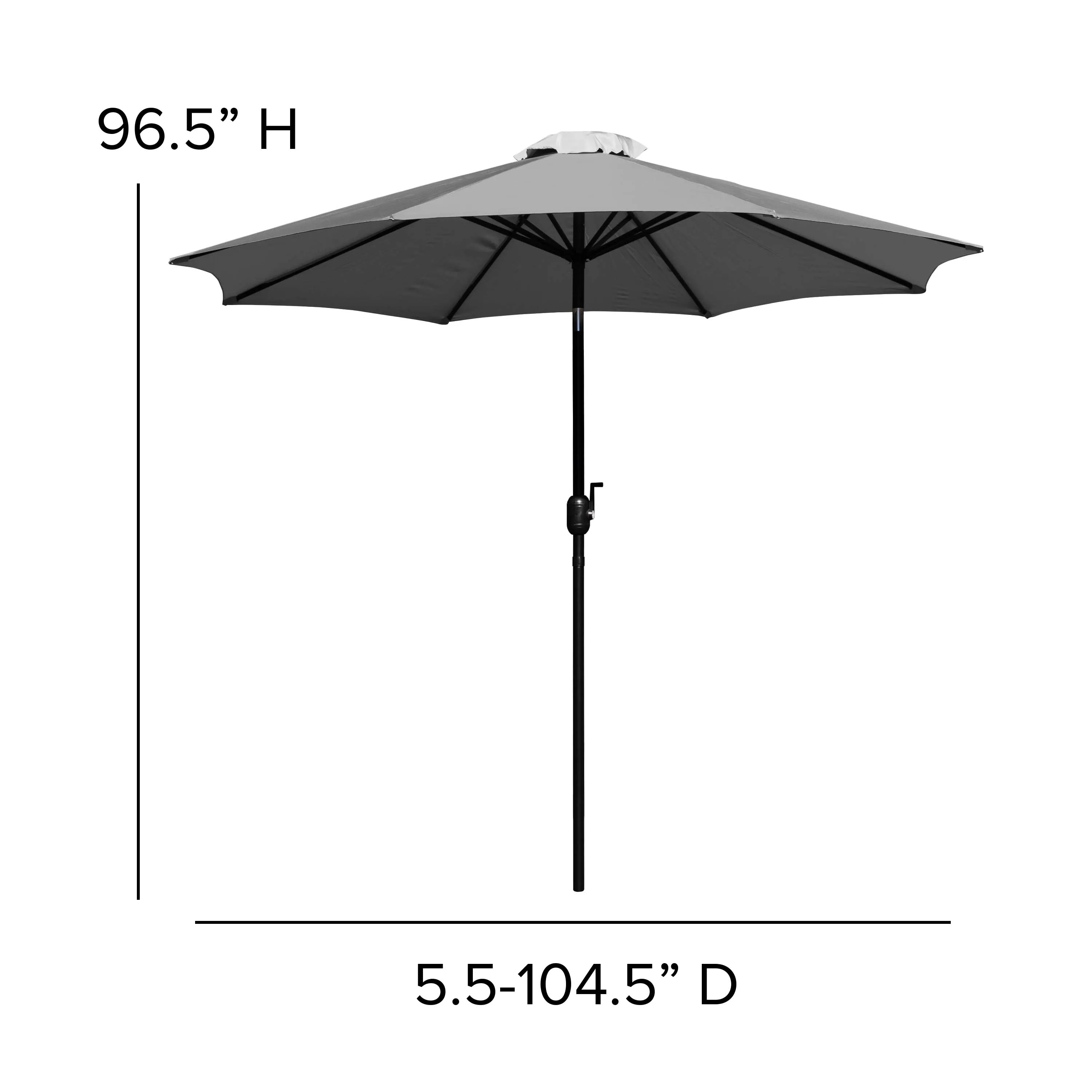 Kona 9 FT Round Umbrella with 1.5" Diameter Aluminum Pole with Crank and Tilt Function