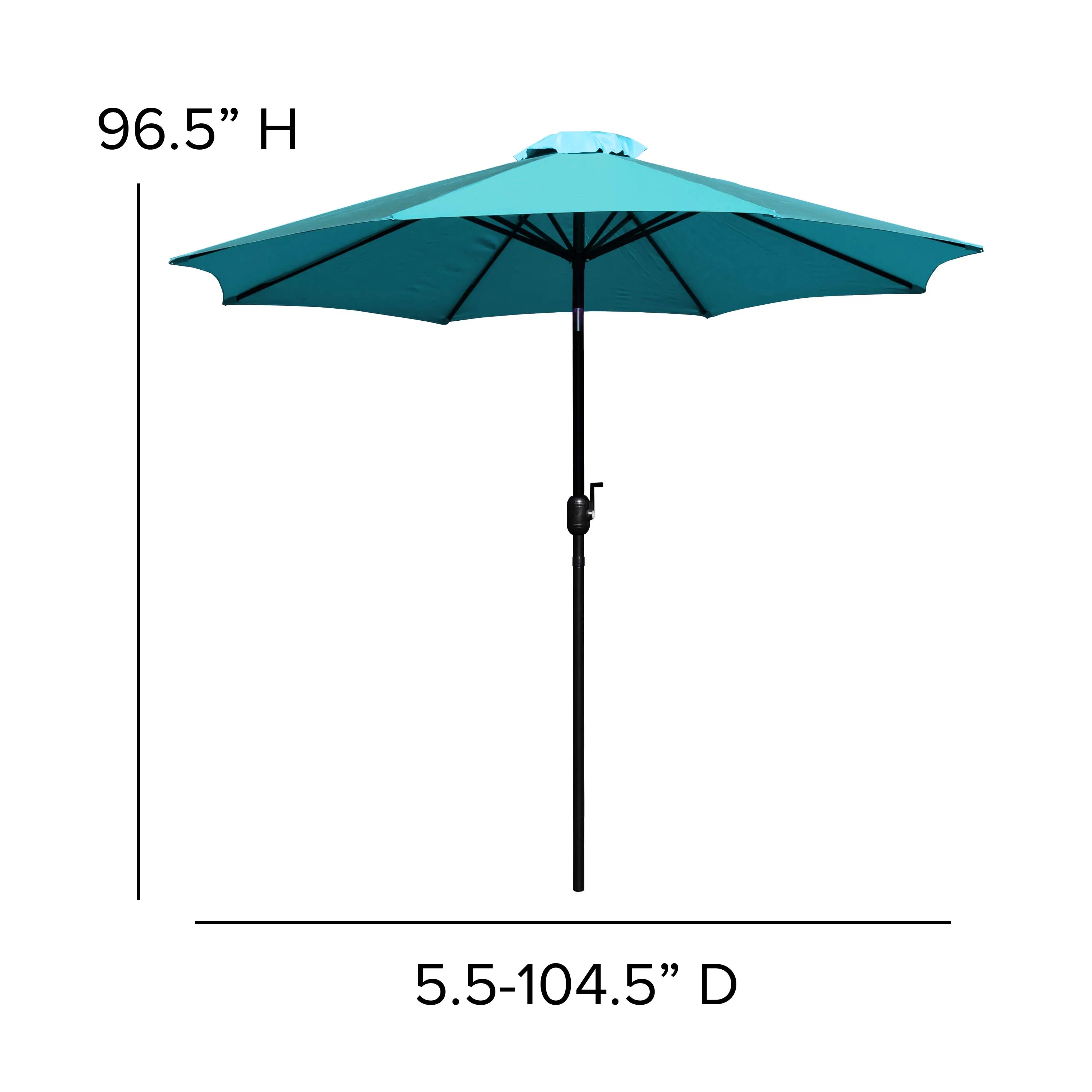 Kona 9 FT Round Umbrella with 1.5" Diameter Aluminum Pole with Crank and Tilt Function