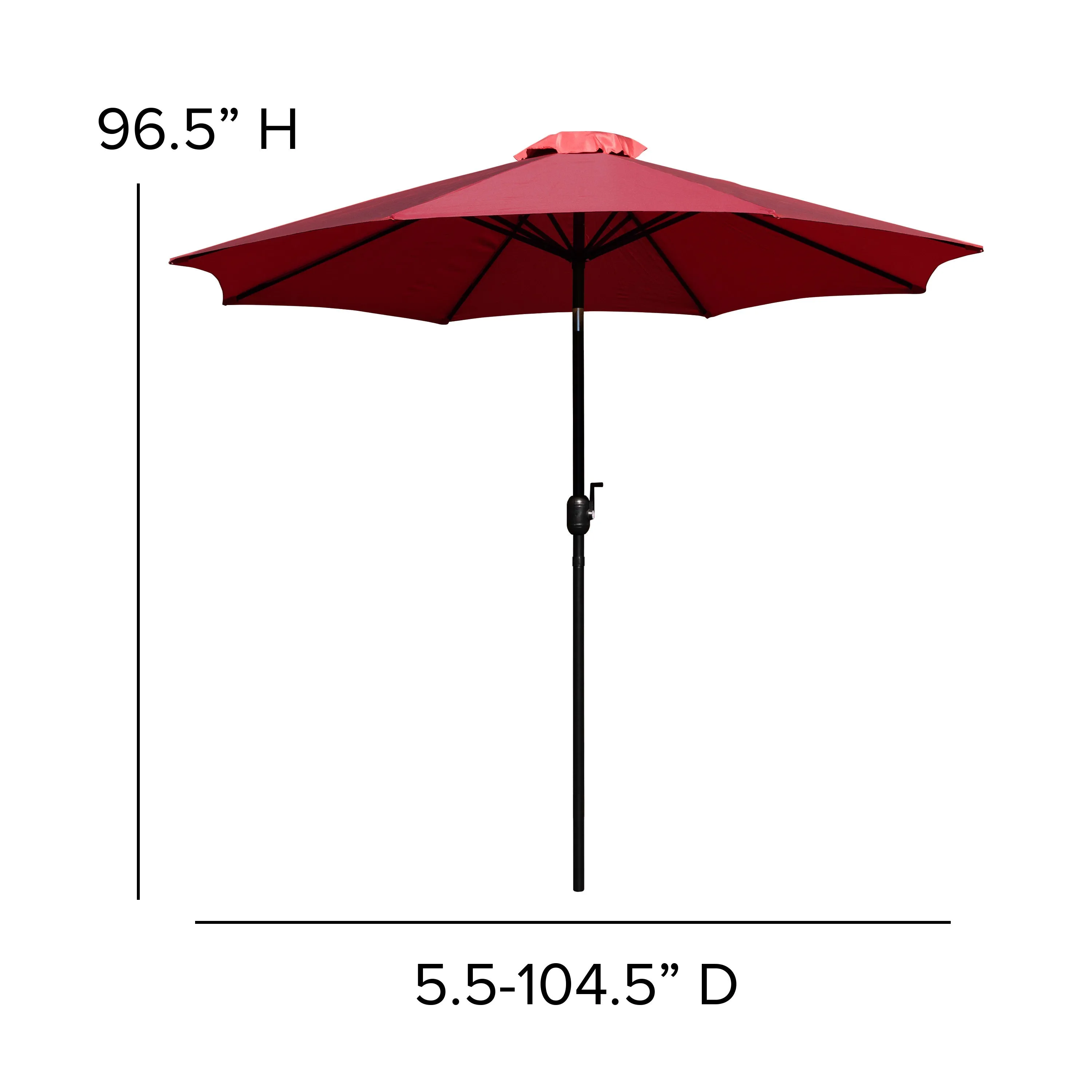 Kona 9 FT Round Umbrella with 1.5" Diameter Aluminum Pole with Crank and Tilt Function