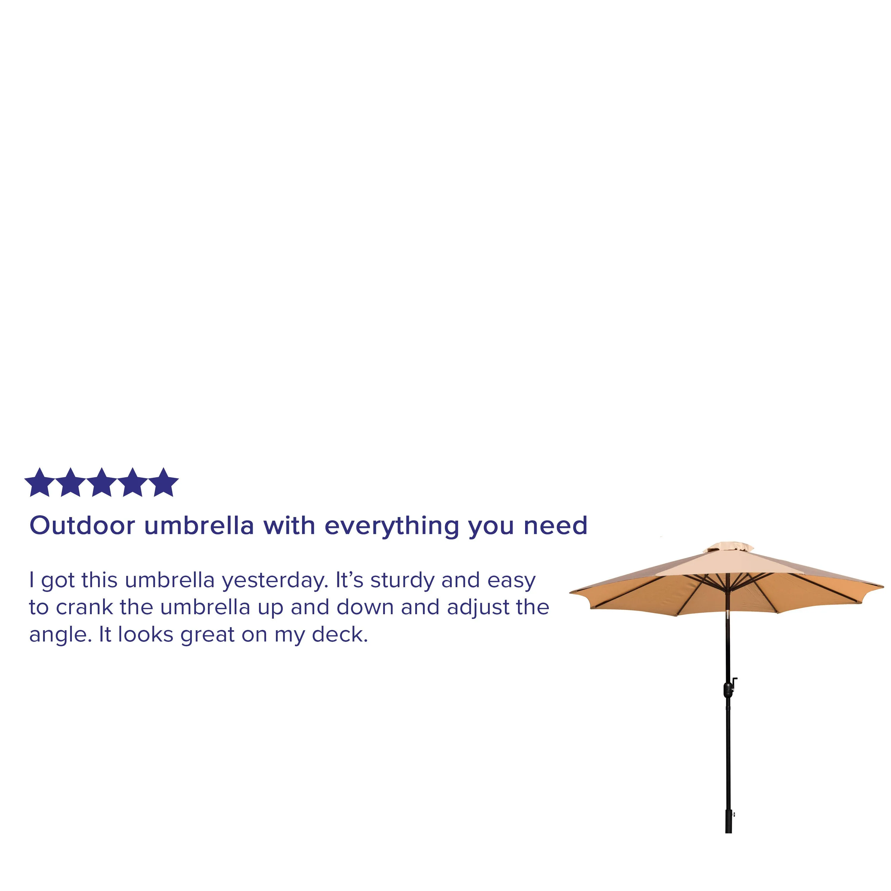 Kona 9 FT Round Umbrella with 1.5" Diameter Aluminum Pole with Crank and Tilt Function