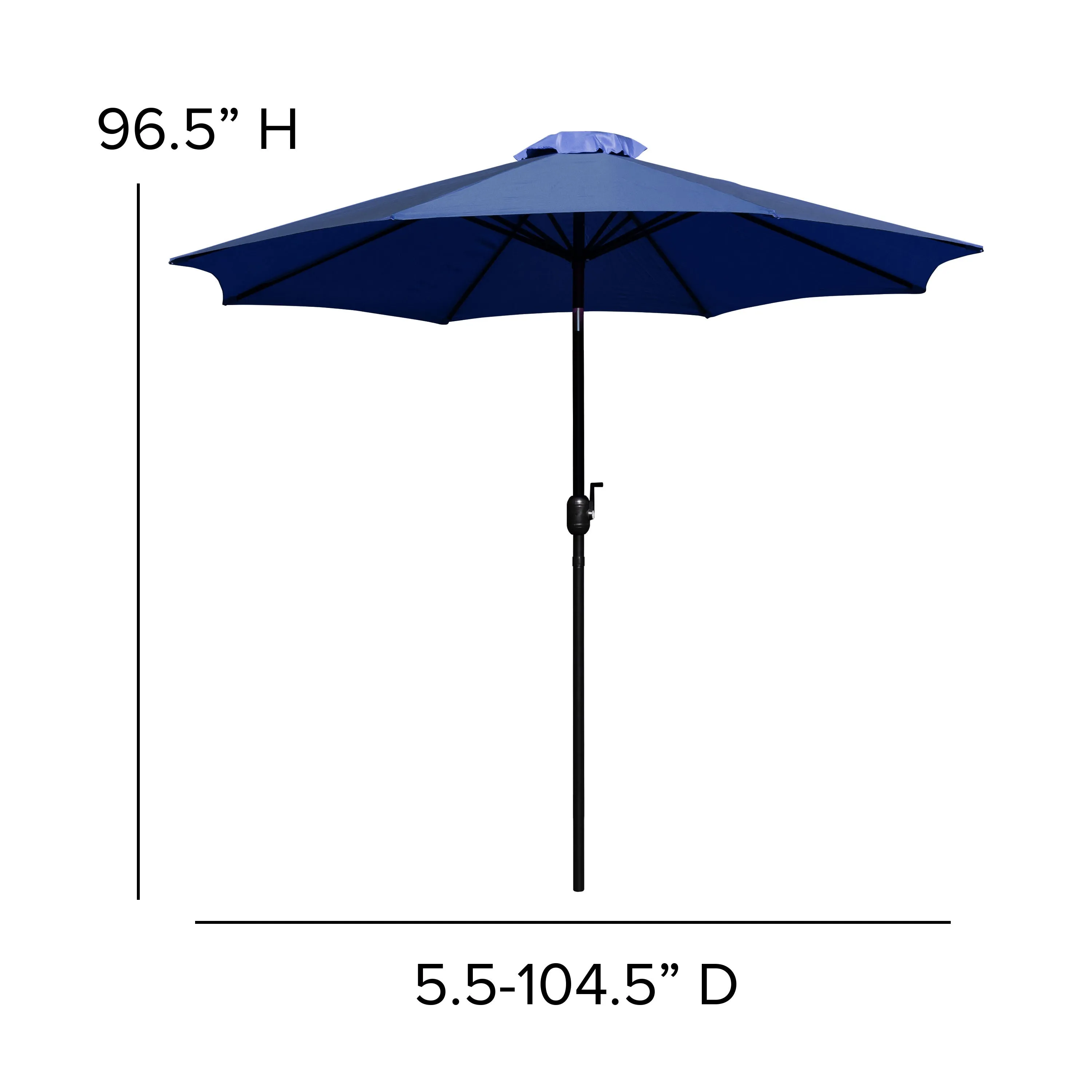 Kona 9 FT Round Umbrella with 1.5" Diameter Aluminum Pole with Crank and Tilt Function