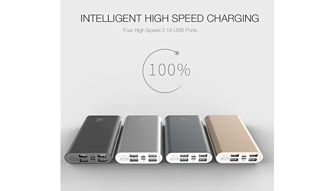 LAX Pro 16800 Portable Charger Battery Backup, 16800mAh External Battery with 4 High Speed Charging 2.1A USB Ports - Ships Same/Next Day!