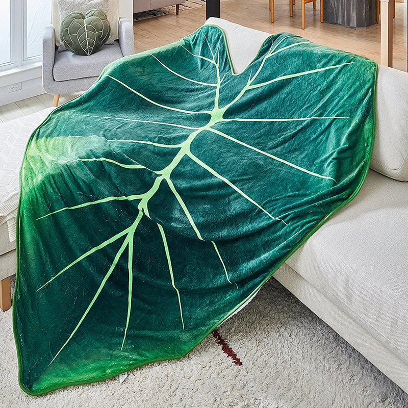 Leaf Shaped Blanket Cozy Flannel Throw Blankets for Home Sofa Bed