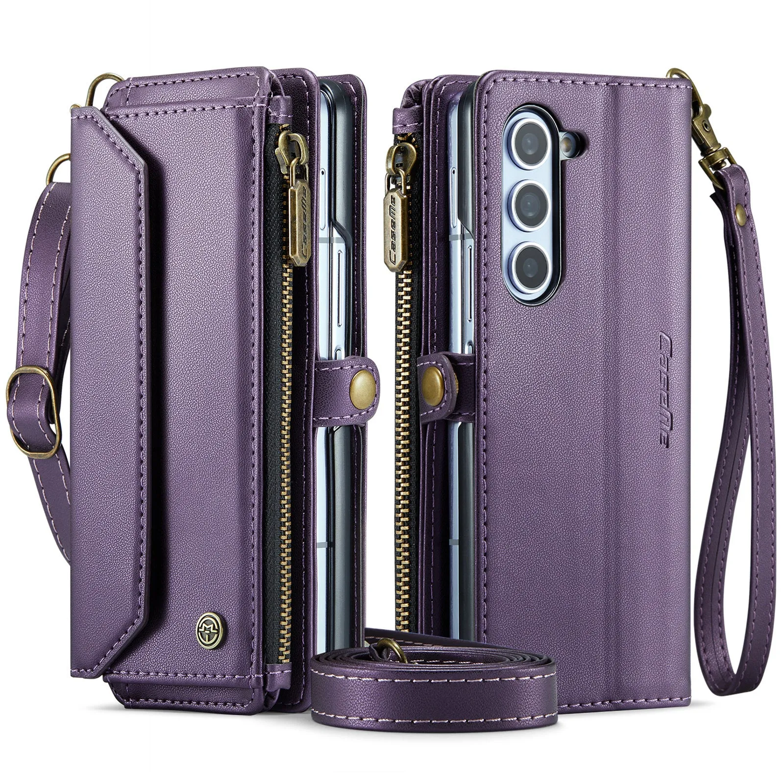 Leather Crossbody Phone Case With Card Holder For Samsung Galaxy Z Fold 6