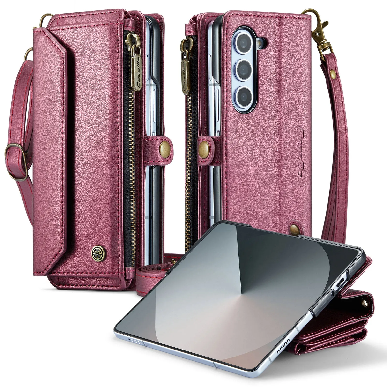 Leather Crossbody Phone Case With Card Holder For Samsung Galaxy Z Fold 6