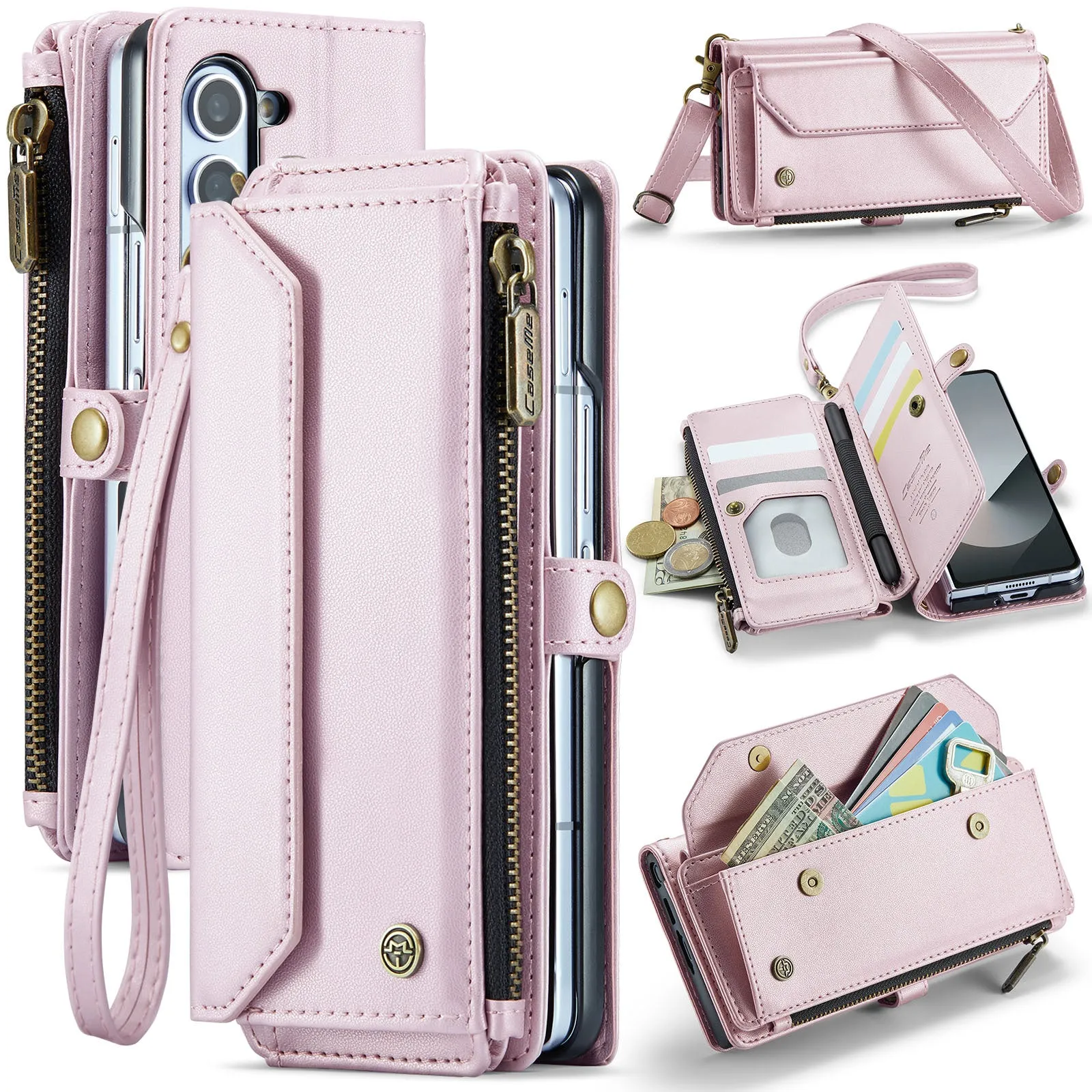 Leather Crossbody Phone Case With Card Holder For Samsung Galaxy Z Fold 6