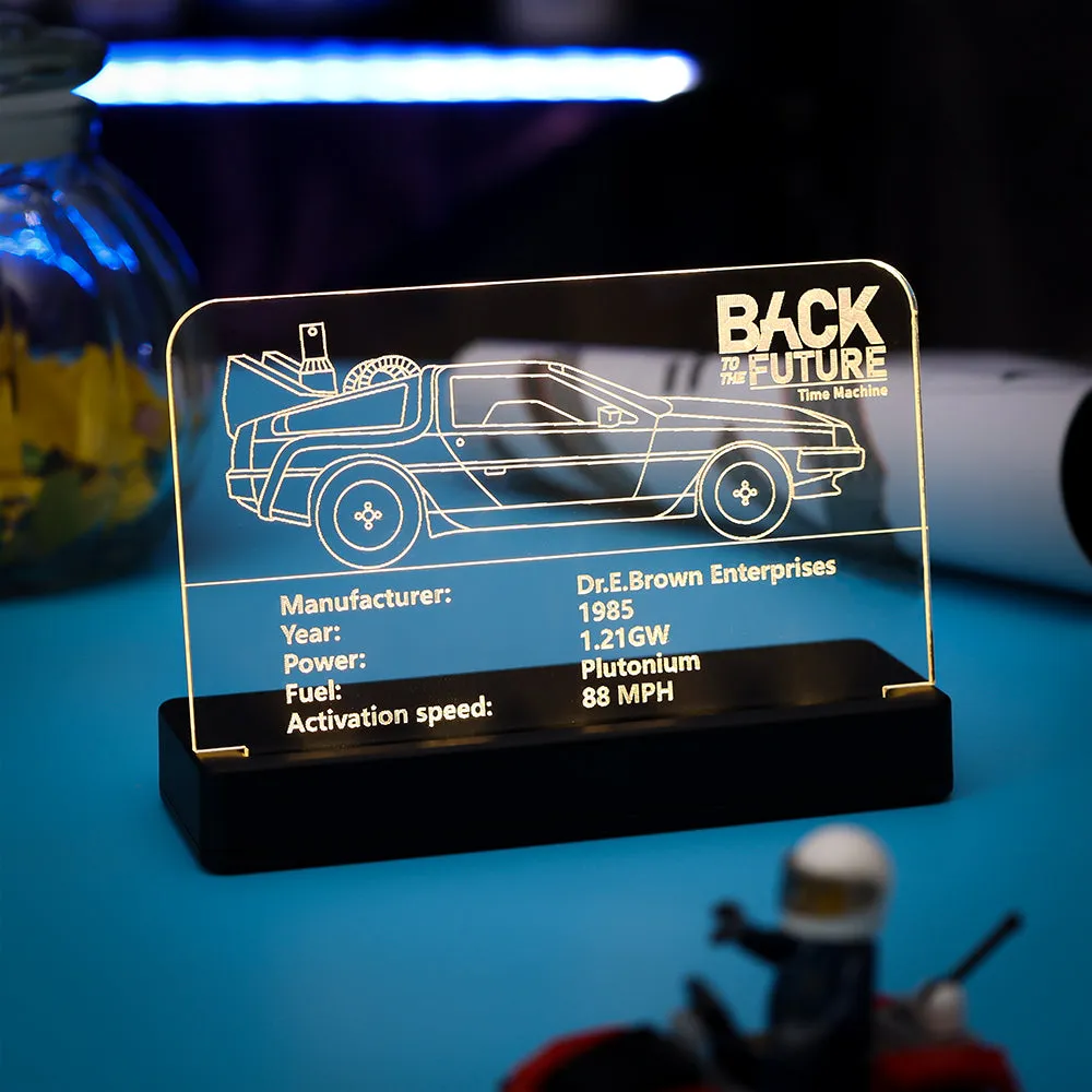 LED Light Acrylic Nameplate for Back to the Future Time Machine #10300